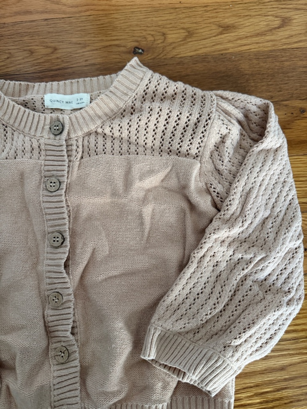 Quincy Mae Open-Knit Button Cardigan 2-3Y - Picture 3 of 4